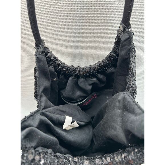 Candie’s Black Sequin Shoulder Bag Purse Tote Sparkly Holiday Party Evening Hobo - Picture 7 of 9